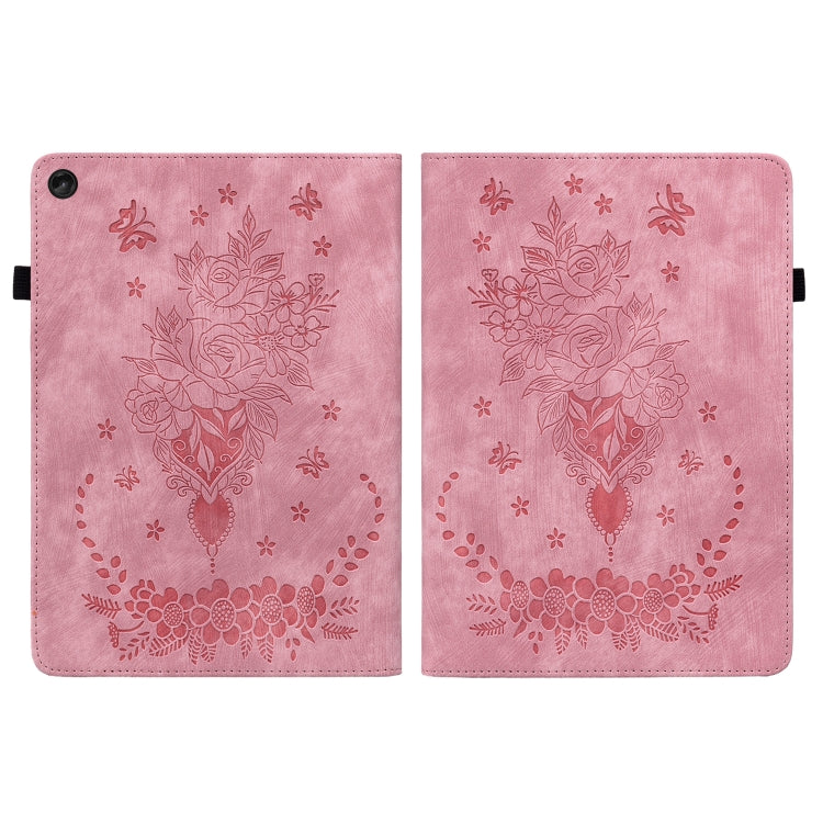 For Lenovo Tab M10 10.1 3rd Gen Butterfly Rose Embossed Leather Tablet Case(Pink) - Lenovo by PMC TechLife | Online Shopping South Africa | PMC TechLife | Buy Now Pay Later Mobicred