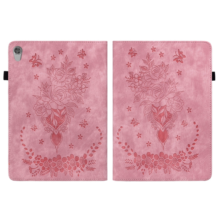 For Lenovo Tab M10 HD 2nd Gen TB-X306X Butterfly Rose Embossed Leather Tablet Case(Pink) - Lenovo by PMC TechLife | Online Shopping South Africa | PMC TechLife | Buy Now Pay Later Mobicred