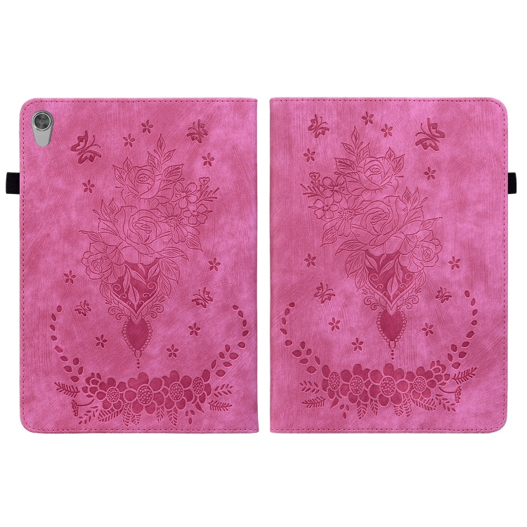 For Lenovo Tab M10 HD 2nd Gen TB-X306X Butterfly Rose Embossed Leather Tablet Case(Rose Red) - Lenovo by PMC TechLife | Online Shopping South Africa | PMC TechLife | Buy Now Pay Later Mobicred