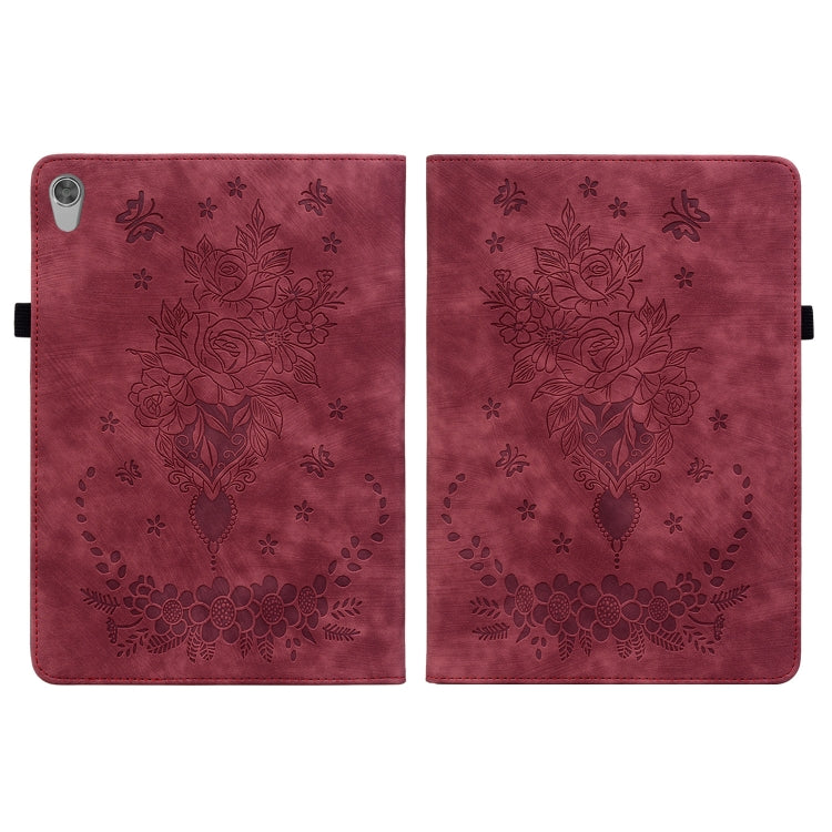 For Lenovo Tab M10 HD 2nd Gen TB-X306X Butterfly Rose Embossed Leather Tablet Case(Red) - Lenovo by PMC TechLife | Online Shopping South Africa | PMC TechLife | Buy Now Pay Later Mobicred
