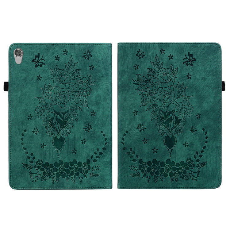 For Lenovo Tab M10 HD 2nd Gen TB-X306X Butterfly Rose Embossed Leather Tablet Case(Green) - Lenovo by PMC TechLife | Online Shopping South Africa | PMC TechLife | Buy Now Pay Later Mobicred