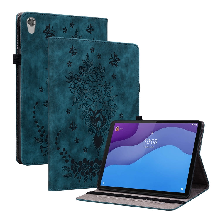For Lenovo Tab M10 HD 2nd Gen TB-X306X Butterfly Rose Embossed Leather Tablet Case(Dark Blue) - Lenovo by PMC TechLife | Online Shopping South Africa | PMC TechLife | Buy Now Pay Later Mobicred