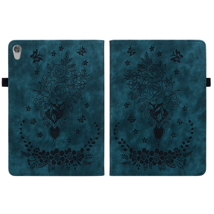 For Lenovo Tab M10 HD 2nd Gen TB-X306X Butterfly Rose Embossed Leather Tablet Case(Dark Blue) - Lenovo by PMC TechLife | Online Shopping South Africa | PMC TechLife | Buy Now Pay Later Mobicred