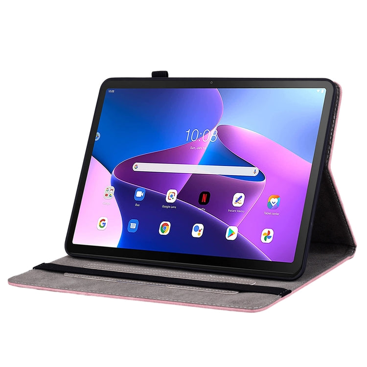 For Lenovo Tab M10 Plus 10.6 3rd Gen Butterfly Rose Embossed Leather Tablet Case(Pink) - Lenovo by PMC TechLife | Online Shopping South Africa | PMC TechLife | Buy Now Pay Later Mobicred
