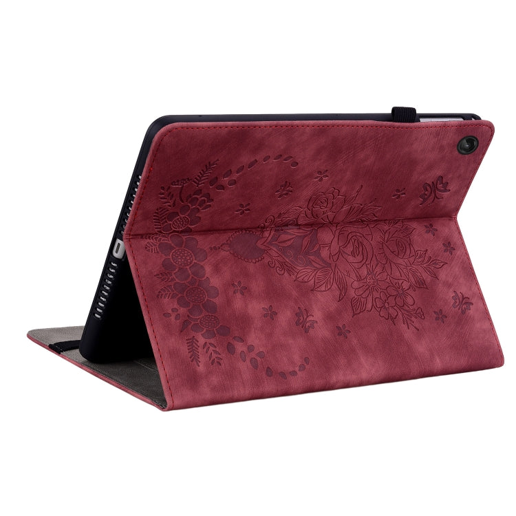 For Lenovo Tab M10 Plus 10.6 3rd Gen Butterfly Rose Embossed Leather Tablet Case(Red) - Lenovo by PMC TechLife | Online Shopping South Africa | PMC TechLife | Buy Now Pay Later Mobicred