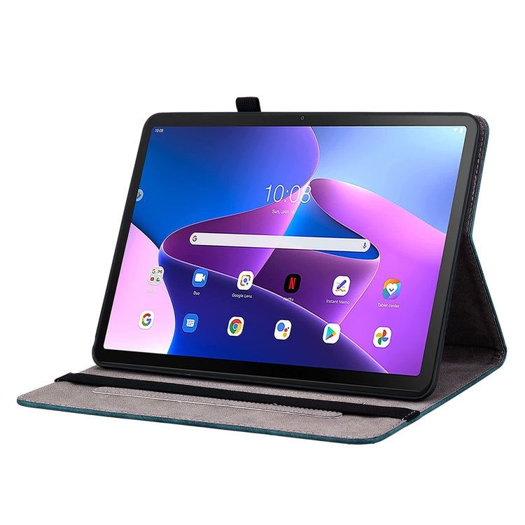 For Lenovo Tab M10 Plus 10.6 3rd Gen Butterfly Rose Embossed Leather Tablet Case(Dark Blue) - Lenovo by PMC TechLife | Online Shopping South Africa | PMC TechLife | Buy Now Pay Later Mobicred