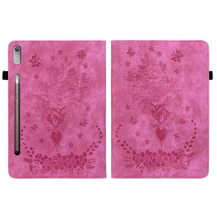 For Lenovo Tab P11 Pro Gen 2 11.2 Butterfly Rose Embossed Leather Tablet Case(Rose Red) - Lenovo by PMC TechLife | Online Shopping South Africa | PMC TechLife | Buy Now Pay Later Mobicred
