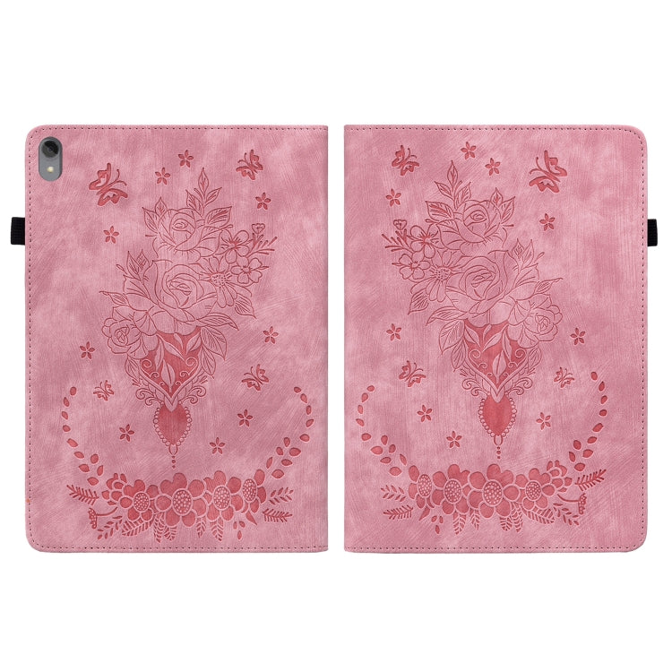 For Lenovo Tab P11 TB-J606F Butterfly Rose Embossed Leather Tablet Case(Pink) - Lenovo by PMC TechLife | Online Shopping South Africa | PMC TechLife | Buy Now Pay Later Mobicred