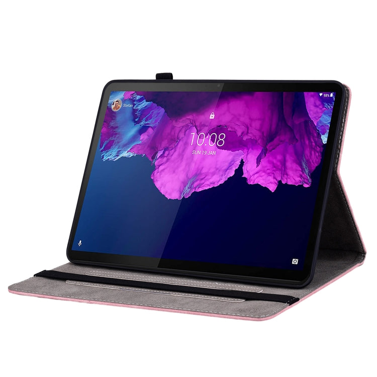 For Lenovo Tab P11 TB-J606F Butterfly Rose Embossed Leather Tablet Case(Pink) - Lenovo by PMC TechLife | Online Shopping South Africa | PMC TechLife | Buy Now Pay Later Mobicred