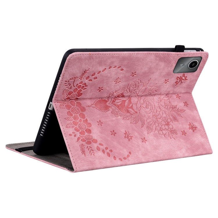 For Lenovo Tab M11/Xiaoxin Pad 11 2024 Butterfly Rose Embossed Leather Tablet Case(Pink) - Lenovo by PMC TechLife | Online Shopping South Africa | PMC TechLife | Buy Now Pay Later Mobicred
