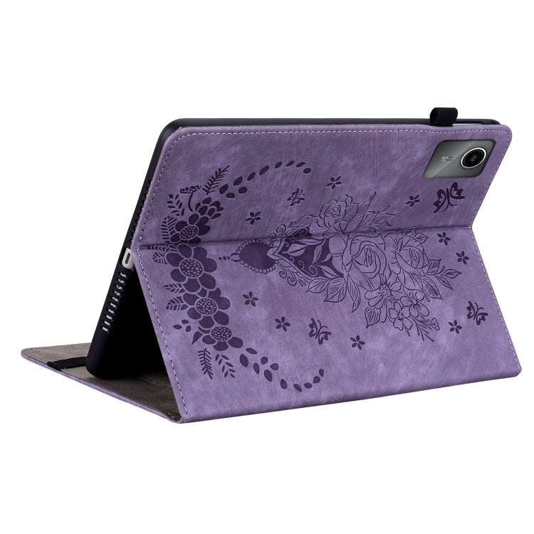 For Lenovo Tab M11/Xiaoxin Pad 11 2024 Butterfly Rose Embossed Leather Tablet Case(Purple) - Lenovo by PMC TechLife | Online Shopping South Africa | PMC TechLife | Buy Now Pay Later Mobicred