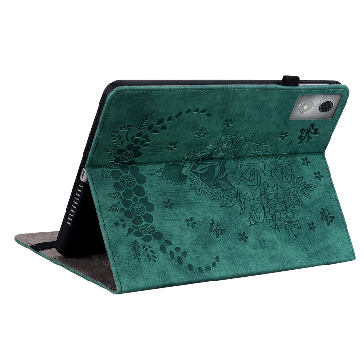 For Lenovo Tab K11 Plus Butterfly Rose Embossed Leather Tablet Case(Green) - Lenovo by PMC TechLife | Online Shopping South Africa | PMC TechLife | Buy Now Pay Later Mobicred