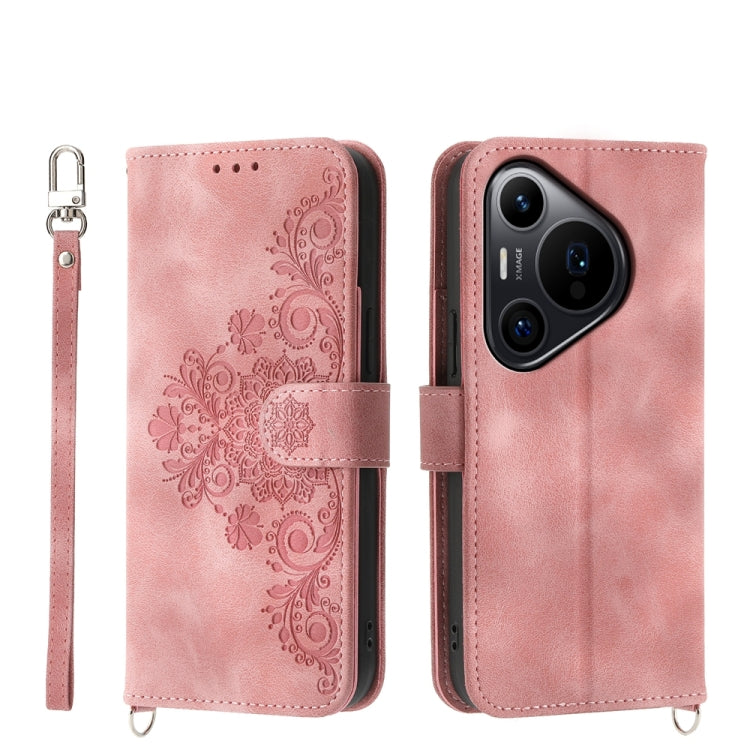 For Huawei Pura 70 Pro / Pura 70 Pro+ Skin Feel Flowers Embossed Wallet Leather Phone Case(Pink) - free shipping - PMC Jewellery - Order now!