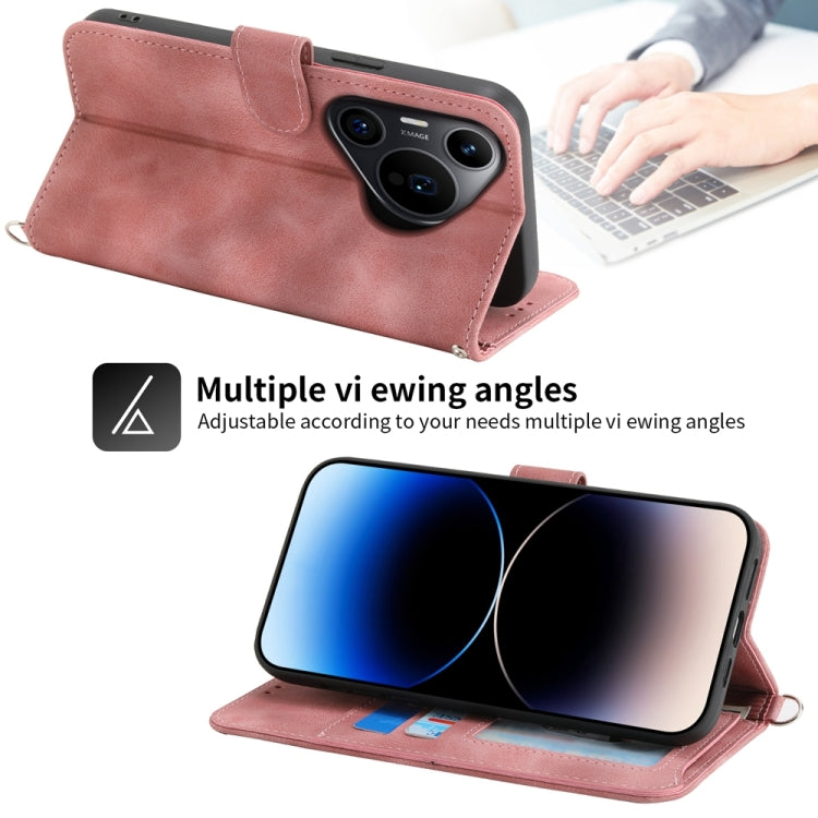 For Huawei Pura 70 Pro / Pura 70 Pro+ Skin Feel Flowers Embossed Wallet Leather Phone Case(Pink) - free shipping - PMC Jewellery - Order now!