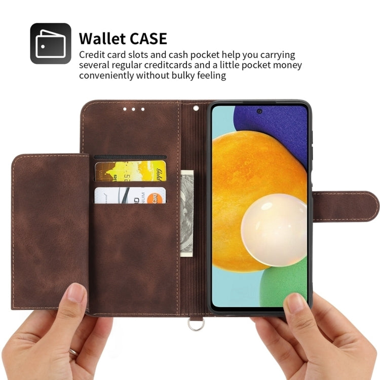 For Huawei Pura 70 Pro / Pura 70 Pro+ Skin-feel Flowers Embossed Wallet Leather Phone Case(Brown) - Huawei Cases by PMC Jewellery | Online Shopping South Africa | PMC Jewellery | Buy Now Pay Later Mobicred