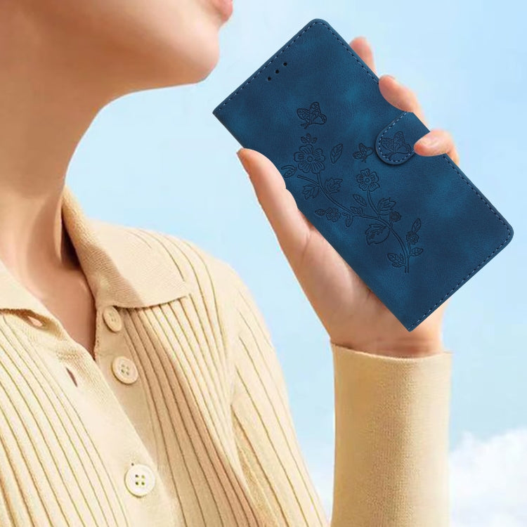 For iPhone 16 Pro Max Flower Butterfly Embossing Pattern Leather Phone Case(Blue) - iPhone 16 Pro Max Cases by PMC TechLife | Online Shopping South Africa | PMC TechLife | Buy Now Pay Later Mobicred