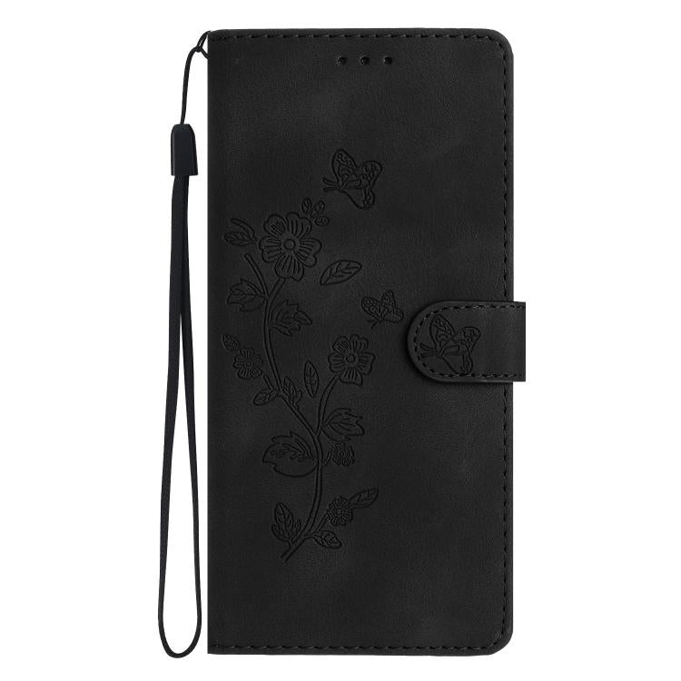 For iPhone 16e Flower Butterfly Embossing Pattern Leather Phone Case(Black) - iPhone 16e Cases by PMC TechLife | Online Shopping South Africa | PMC TechLife | Buy Now Pay Later Mobicred