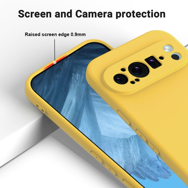 For Google Pixel 9 Pro Pure Color Liquid Silicone Shockproof Phone Case(Yellow) - Google Cases by PMC TechLife | Online Shopping South Africa | PMC TechLife | Buy Now Pay Later Mobicred