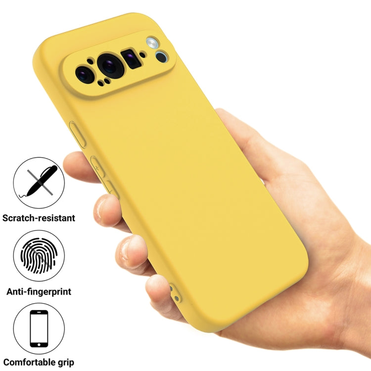 For Google Pixel 9 Pro XL Pure Color Liquid Silicone Shockproof Phone Case(Yellow) - Google Cases by PMC TechLife | Online Shopping South Africa | PMC TechLife | Buy Now Pay Later Mobicred
