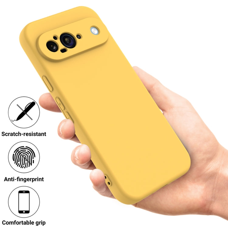 For Google Pixel 9 Pure Color Liquid Silicone Shockproof Phone Case(Yellow) - Google Cases by PMC TechLife | Online Shopping South Africa | PMC TechLife | Buy Now Pay Later Mobicred
