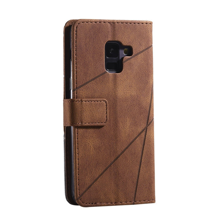 For Samsung Galaxy A8(2018) Skin Feel Splicing Horizontal Flip Leather Case with Holder & Card Slots & Wallet & Photo Frame(Brown) - Galaxy Phone Cases by PMC TechLife | Online Shopping South Africa | PMC TechLife