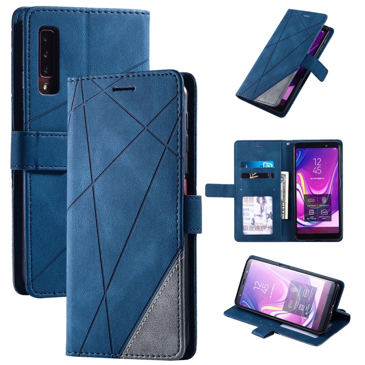 For Samsung Galaxy A7(2018) Skin Feel Splicing Horizontal Flip Leather Case with Holder & Card Slots & Wallet & Photo Frame(Blue) - Galaxy Phone Cases by PMC TechLife | Online Shopping South Africa | PMC TechLife