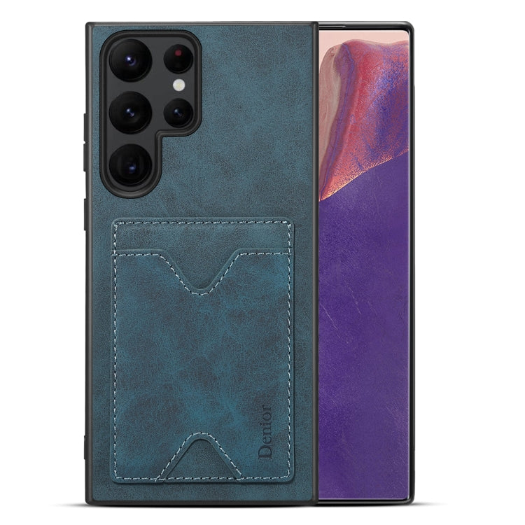 For Samsung Galaxy S24 Ultra 5G Denior PU Back Cover Card Slot Holder Phone Case(Blue) - free shipping - PMC Jewellery - Order now!