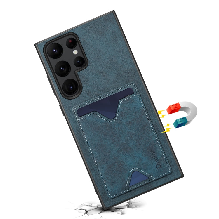 For Samsung Galaxy S24 Ultra 5G Denior PU Back Cover Card Slot Holder Phone Case(Blue) - free shipping - PMC Jewellery - Order now!