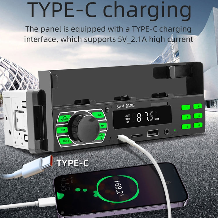 SWM D3400 Car Bluetooth MP3 Player Support Smart Voice Assistant / FM(Black) - Car MP3 & MP4 & MP5 by PMC TechLife | Online Shopping South Africa | PMC TechLife | Buy Now Pay Later Mobicred