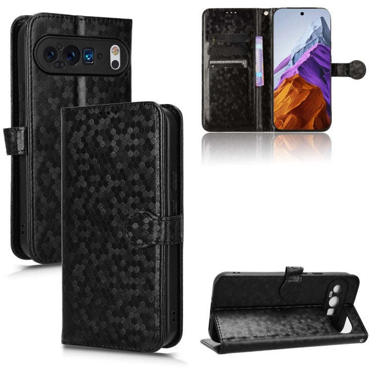 For Google Pixel 9 Honeycomb Dot Texture Leather Phone Case(Black) - Google Cases by PMC TechLife | Online Shopping South Africa | PMC TechLife | Buy Now Pay Later Mobicred