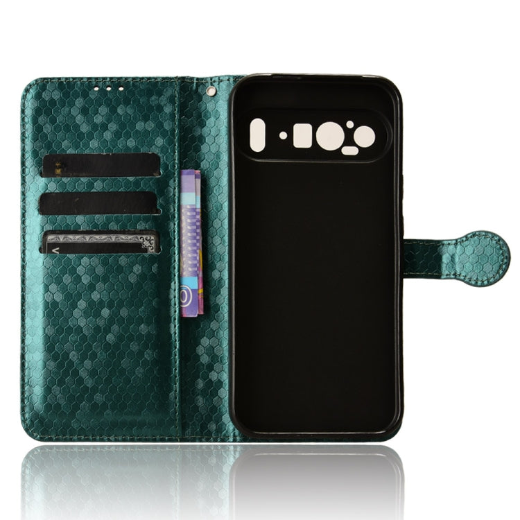 For Google Pixel 9 Honeycomb Dot Texture Leather Phone Case(Green) - Google Cases by PMC TechLife | Online Shopping South Africa | PMC TechLife | Buy Now Pay Later Mobicred