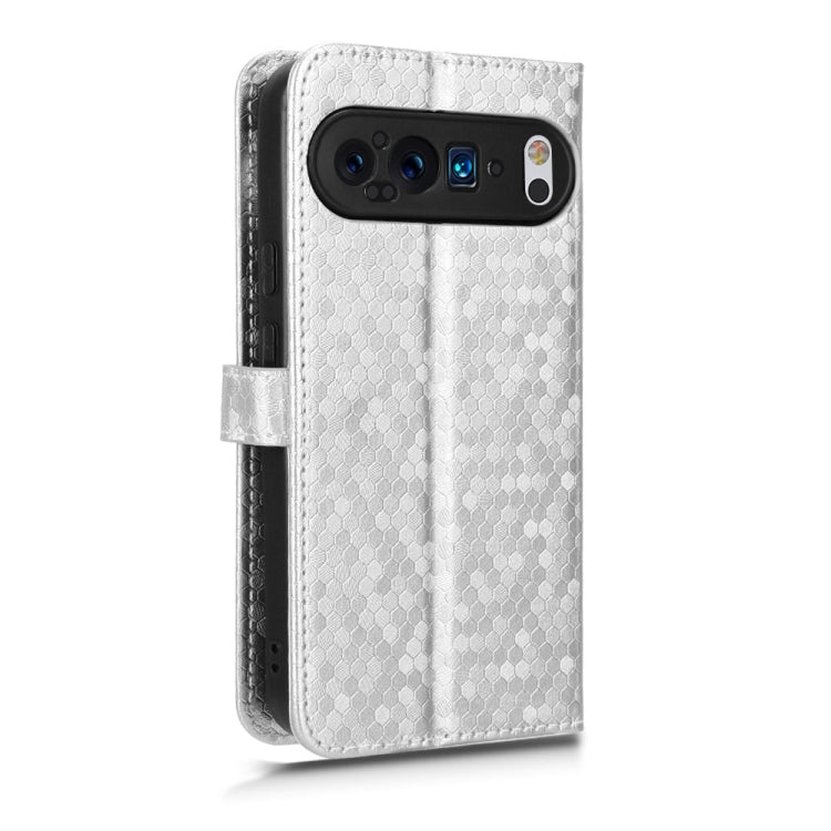 For Google Pixel 9 Honeycomb Dot Texture Leather Phone Case(Silver) - Google Cases by PMC TechLife | Online Shopping South Africa | PMC TechLife | Buy Now Pay Later Mobicred