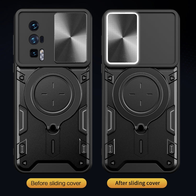 For Xiaomi Poco F5 Pro/Redmi K60  CD Texture Sliding Camshield Magnetic Holder Phone Case(Blue) - Xiaomi Cases by PMC TechLife | Online Shopping South Africa | PMC TechLife | Buy Now Pay Later Mobicred