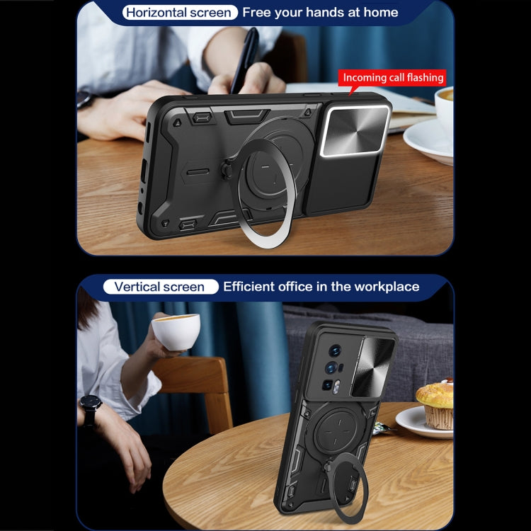 For Xiaomi Poco F5 Pro/Redmi K60  CD Texture Sliding Camshield Magnetic Holder Phone Case(Purple) - Xiaomi Cases by PMC TechLife | Online Shopping South Africa | PMC TechLife | Buy Now Pay Later Mobicred