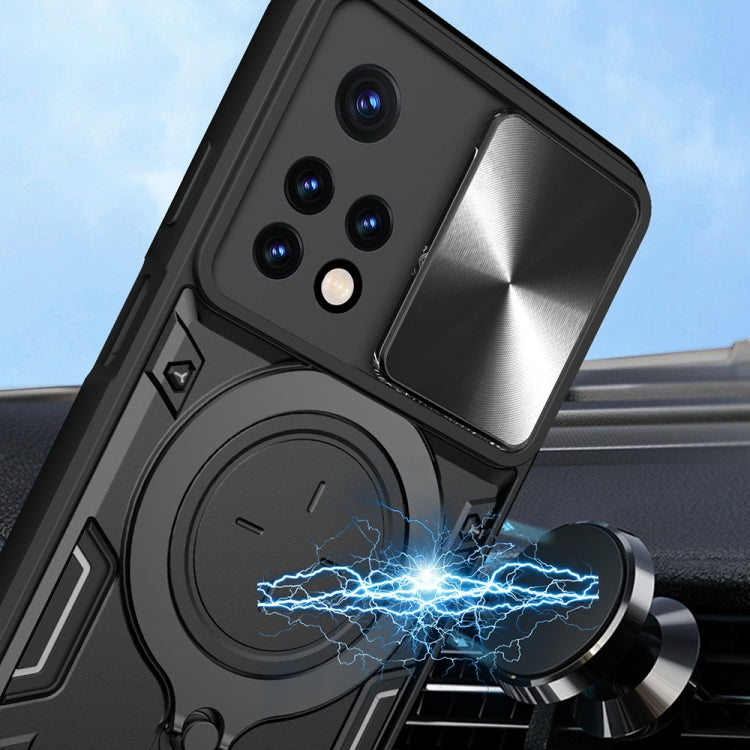 For Xiaomi Redmi Note 11 Global CD Texture Sliding Camshield Magnetic Holder Phone Case(Black) - free shipping - PMC TechLife - Order now!