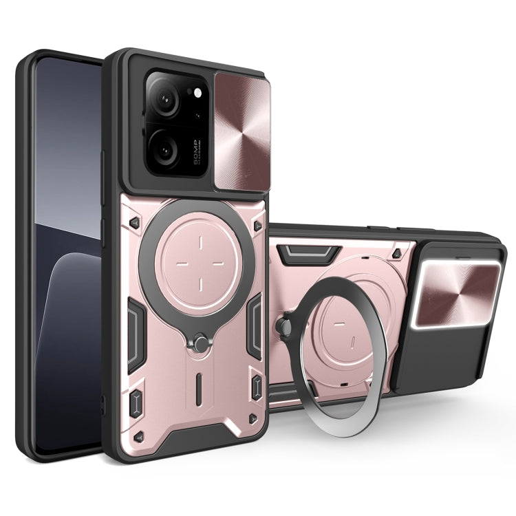 For Xiaomi 13T / Redmi K60 Ultra CD Texture Sliding Camshield Magnetic Holder Phone Case(Pink) - Redmi K60 Ultra Cases by PMC TechLife | Online Shopping South Africa | PMC TechLife | Buy Now Pay Later Mobicred