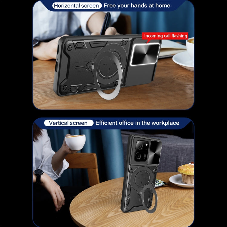 For Xiaomi 13T / Redmi K60 Ultra CD Texture Sliding Camshield Magnetic Holder Phone Case(Black) - Redmi K60 Ultra Cases by PMC TechLife | Online Shopping South Africa | PMC TechLife | Buy Now Pay Later Mobicred