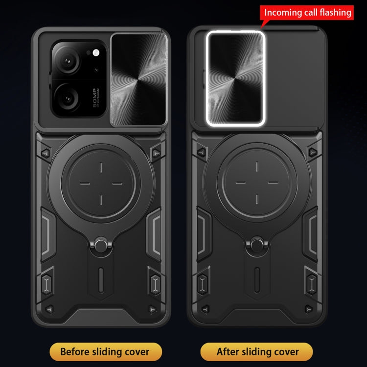 For Xiaomi 13T / Redmi K60 Ultra CD Texture Sliding Camshield Magnetic Holder Phone Case(Red) - Redmi K60 Ultra Cases by PMC TechLife | Online Shopping South Africa | PMC TechLife | Buy Now Pay Later Mobicred