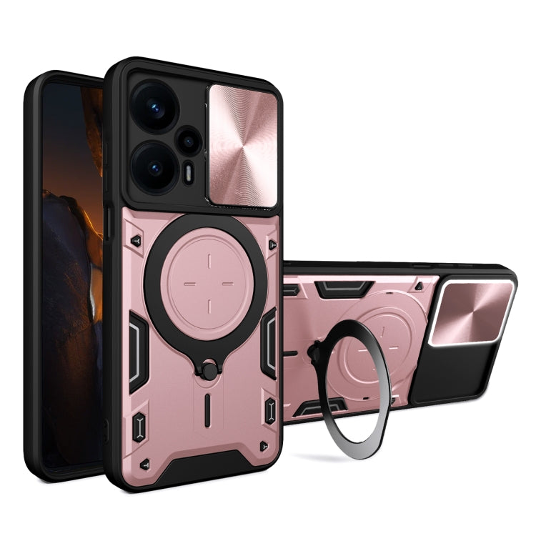 For Xiaomi Redmi Note 12 Turbo CD Texture Sliding Camshield Magnetic Holder Phone Case(Pink) - free shipping - PMC TechLife - Order now!