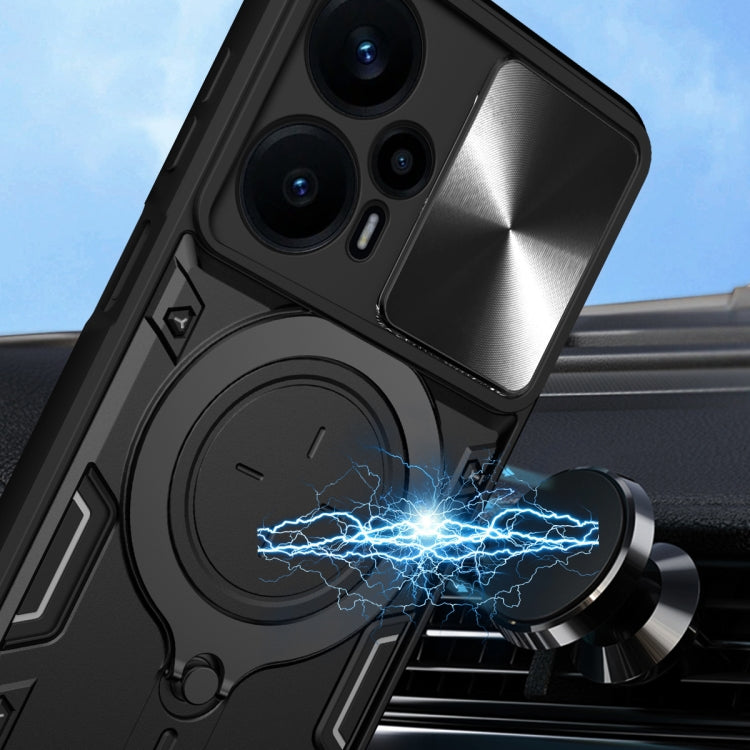 For Xiaomi Redmi Note 12 Turbo CD Texture Sliding Camshield Magnetic Holder Phone Case(Pink) - free shipping - PMC TechLife - Order now!