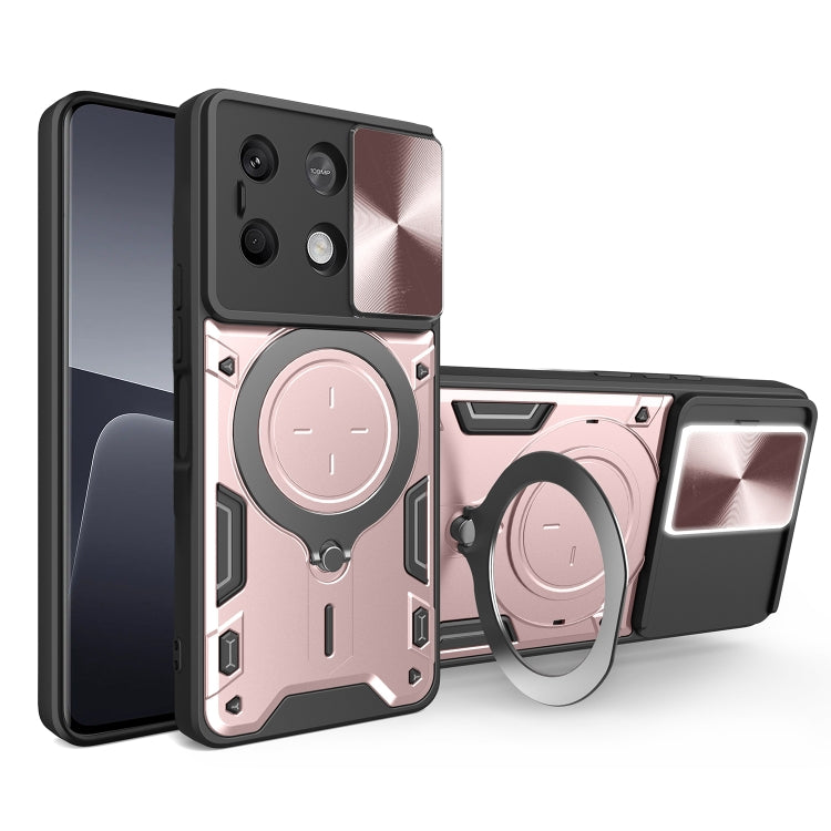 For Xiaomi Redmi Note 13 5G CD Texture Sliding Camshield Magnetic Holder Phone Case(Pink) - Note 13 Cases by PMC TechLife | Online Shopping South Africa | PMC TechLife | Buy Now Pay Later Mobicred