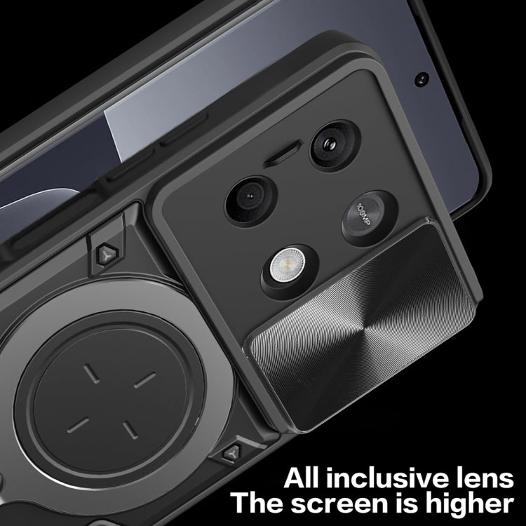 For Xiaomi Redmi Note 13 5G CD Texture Sliding Camshield Magnetic Holder Phone Case(Blue) - free shipping - PMC TechLife - Order now!