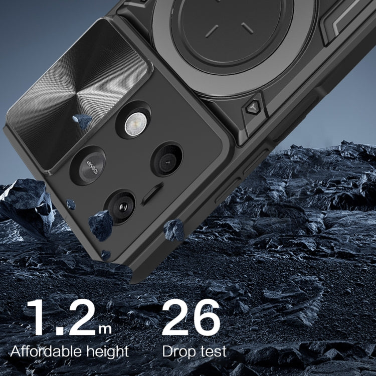 For Xiaomi Redmi Note 13 5G CD Texture Sliding Camshield Magnetic Holder Phone Case(Blue) - free shipping - PMC TechLife - Order now!