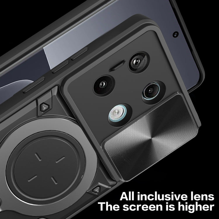 For Xiaomi Redmi Note 13 Pro 5G CD Texture Sliding Camshield Magnetic Holder Phone Case(Black) - Xiaomi Cases by PMC TechLife | Online Shopping South Africa | PMC TechLife | Buy Now Pay Later Mobicred