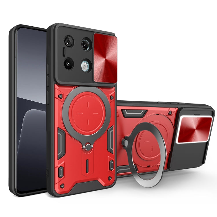 For Xiaomi Redmi Note 13 Pro 5G CD Texture Sliding Camshield Magnetic Holder Phone Case(Red) - Note 13 Pro Cases by PMC TechLife | Online Shopping South Africa | PMC TechLife | Buy Now Pay Later Mobicred