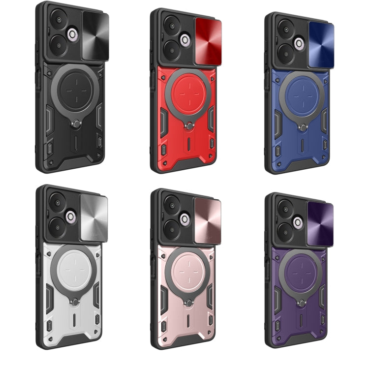 For Xiaomi Redmi 13C 5G Global CD Texture Sliding Camshield Magnetic Holder Phone Case(Black) - 13C Cases by PMC TechLife | Online Shopping South Africa | PMC TechLife | Buy Now Pay Later Mobicred