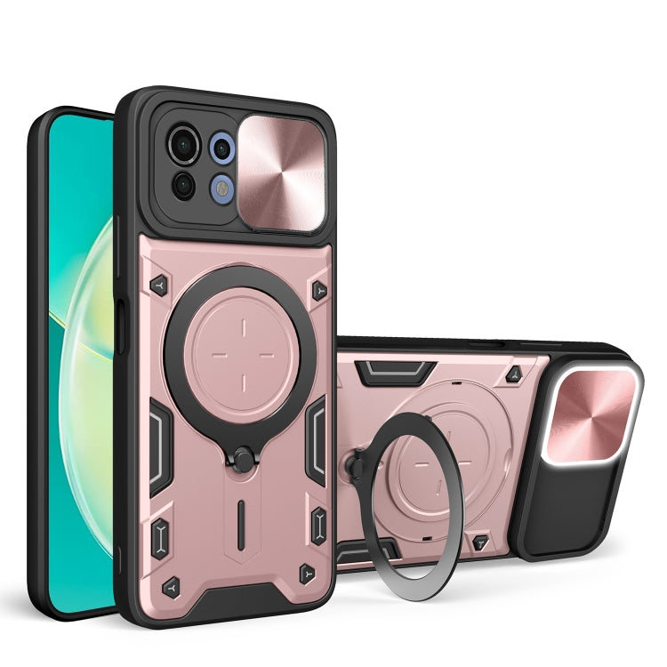 For Xiaomi Mi 11 Lite 4G / 5G CD Texture Sliding Camshield Magnetic Holder Phone Case(Pink) - Xiaomi Cases by PMC TechLife | Online Shopping South Africa | PMC TechLife | Buy Now Pay Later Mobicred