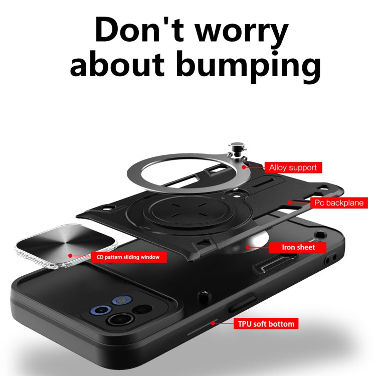 For Xiaomi Mi 11 Lite 4G / 5G CD Texture Sliding Camshield Magnetic Holder Phone Case(Pink) - Xiaomi Cases by PMC TechLife | Online Shopping South Africa | PMC TechLife | Buy Now Pay Later Mobicred