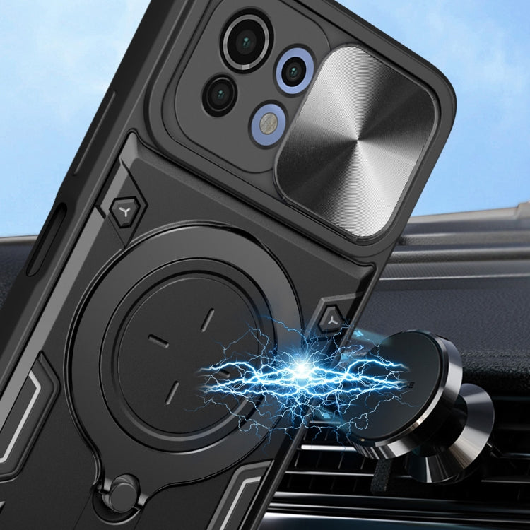 For Xiaomi Mi 11 Lite 4G / 5G CD Texture Sliding Camshield Magnetic Holder Phone Case(Pink) - Xiaomi Cases by PMC TechLife | Online Shopping South Africa | PMC TechLife | Buy Now Pay Later Mobicred