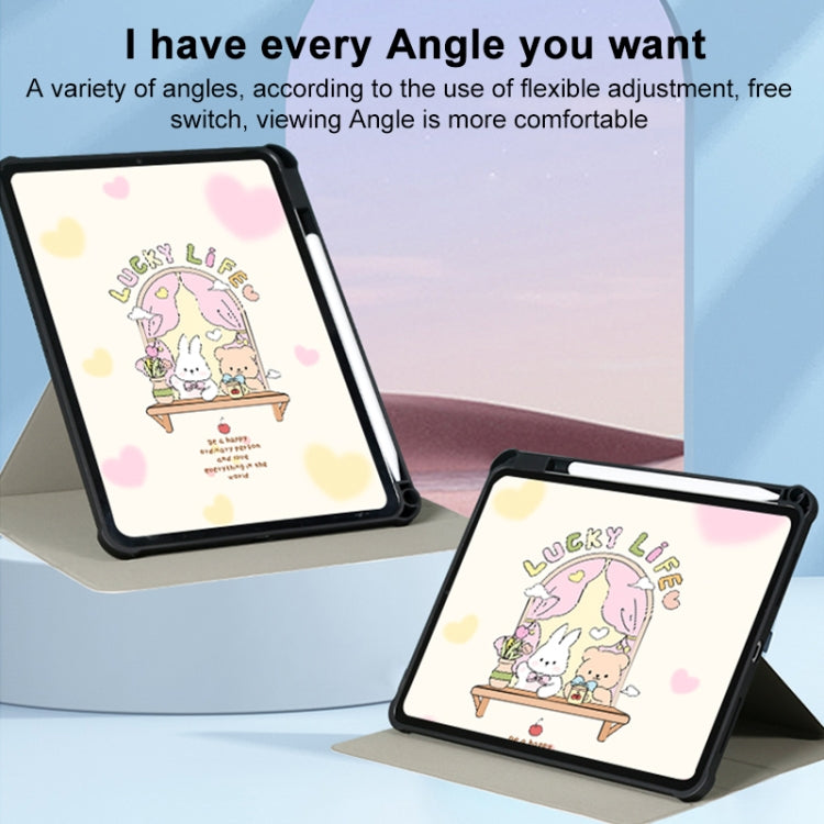 For iPad Air 11 2024 / iPad Pro 11 3-Fold 360 Rotation Painted Leather Smart Tablet Case(Bear Bunny) - iPad Pro 11 (2022/2021) Cases by PMC TechLife | Online Shopping South Africa | PMC TechLife | Buy Now Pay Later Mobicred